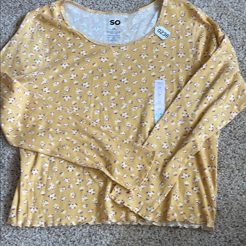 SO Floral Print Long Sleeve Thermal Shirt Juniors 2X